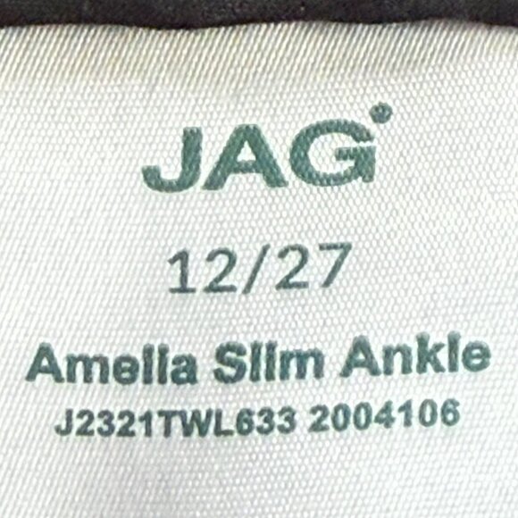Jag Women Amelia Pull-on Stretch Slim Black Ankle Pants Sz 12 Row Rolled Hem NWT - Picture 6 of 11
